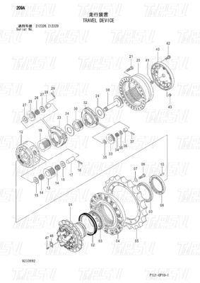 Hidrolik ZX200-3 Yolculuk Son Sürücüsü Kağıtçı Kataloğu 9233692 9261222