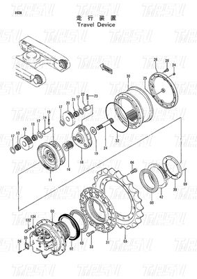 Çelik Gezegen Redüktörü EX120-2 Ekskavatör Seyahat Motoru Kataloğu 9091652 9116399 9116400 9116401