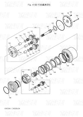 K9007404 170402-00028 DX225 Kaza makinesi seyahat sürücüsü Katalog Kaza makinesi seyahat motoru