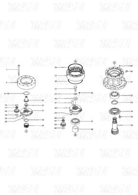 Kazı makinesi salıncak sürücüler boyalı renkte 099-0229 Katalog E120B