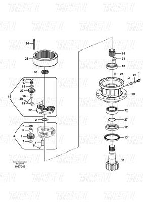 EC140B Volvo Kataloğu için Excavator Planetary Swing Reducer VOE14507900