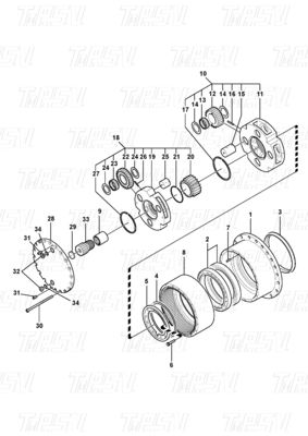 VOE14528733 Özel Renkli Çelik Kazı Makinesi, Bolt ile Yapılandırılmış Planetary Final Drive Reducer Kataloğu EC210B