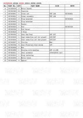 Ekskavatör Son Sürücüsü Dönüştürme Kutusu Hidrolik Seyahat Motor Sürücüsü için Katalog JS220 20/925318