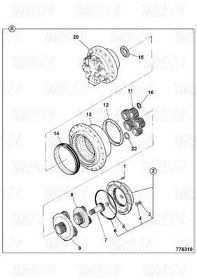 Ekskavatör Son Sürücüsü Dönüştürme Kutusu Hidrolik Seyahat Motor Sürücüsü için Katalog JS220 20/925318