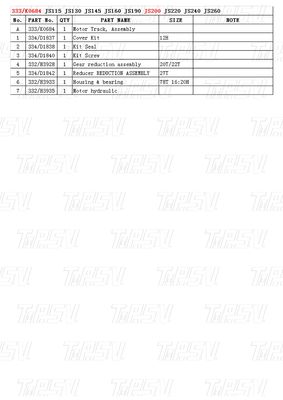 333/K0684 Hidrolik Seyahat Motoru ile Çelik Ekskavatör Seyahat dişli Kutusu JS200 Kataloğu