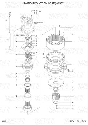 R210-7 Hyundai Kazıcı Swing Gear Kutusu Kataloğu 31N6-10150 Gezegen Redüktörü