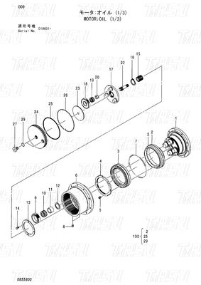HITACHI EX55UR-3 ZX55UR ZX55UR-HHE Kazıcı Seyahat Sürücüsü Kataloğu 0732201