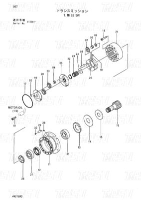 Ekskavator Swing Drives Kataloğundaki Bolt EX55UR-3 ZX55UR ZX55UR-HHE 4421990