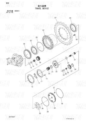 Sürücü Ekskavatörü Son Seyahat Kataloğu Hitachi Ekskavatörü Modelleri için Motorlar 9272927 ZX70-3