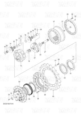 OEM Ekskavator Parçaları Planetary Reducer Drive Catalog Systems Makine / Enerji / Madencilik Sanayileri için 9180731 ZX120
