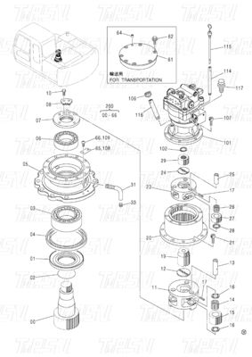 Bolt On Steel Planetary Excavator Swing Gearbox Drive Kataloğu 9196343 ZX120