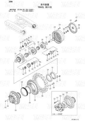Ekskavatör Siyah ZX330 ZX350 ZX360 ZX370 Seyahat Motor Sürüş Kataloğu Hidrolik Sürüş Birimi 9190221 9190222 9212584 9232360