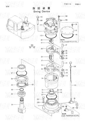 9118328 EX60-3 Ekskavatör Swing Drive Kataloğu Planetary Gear Reducer ile Motor Parçaları