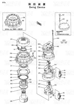 Gezegen Redüktörü EX100 Ekskavatör Swing Drive Montajı Kataloğu Çeşitli Ekskavatör Modelleri İçin 9097684
