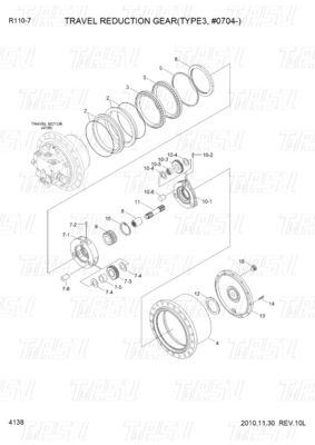 Gezegen Redüktörü ve Bolt ile özelleştirilebilir XKAY-01867 R110-7 Ekskavatör Seyahat Sürücüsü