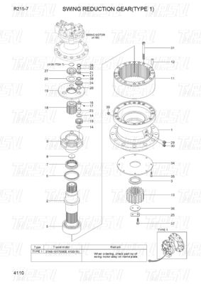 31N6-10181 R215-7 Enerji ve Maden Makineleri için Ekskavatör Swing Drives Kataloğu