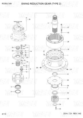 31Q9-19140 R330-9 Ekskavatör Swing Drive Katalog Dönüştürme Kutusu Hidrolik Motorlar İçin