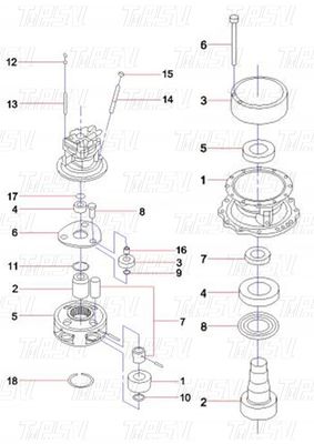 60042755 SY365C Ekskavatör Swing Drive Katalog Motor Bolt-On Montajı