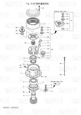 OEM Hitachi K1038203 130426-00010 130426-00010A DX225 Ekskavatör Swing Drive Kataloğu için Çelik Bolt On Swing Motor