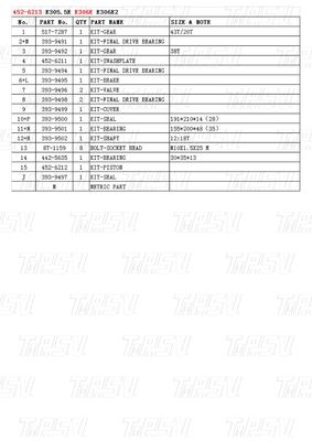452-6213 E306E Kazı makinesi seyahat sürücüsü Katalog Bolt-on