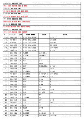 Özel Siyah Çelik 096-4329 5I-5393 5I-5394 096-5898 5I-5492 099-4137 E200B Ekskavatör Swing Drive Katalog Tamir dükkanları