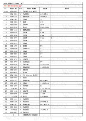 099-3553 E200B Ekskavator Swing Drive Katalog Parçaları Swing Motor Hidrolik Seyahat Sistemi