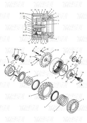 Ekonomik Çelik 114-1484 E320B Ekskavatör Seyahat Sürücüsü Katalog Enerji/Mine için Motor Sürücüsü