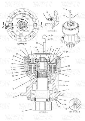 Siyah 191-2693 E325C Kazı makinesi Swing Drives Katalog Bolt On In Stock Hidrolik Swing Drive