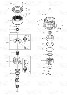 Good price K1002518B K1002518 K1002518A 130401-00021 DX300 Ekskavatör Swing Drive Kataloğu Çeşitli Ekskavatör Modelleri Kapasiteleri ile çevrimiçi