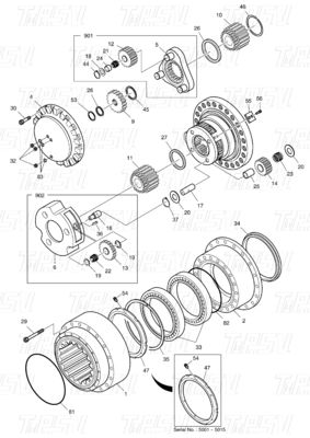 Good price K1003134 DX300 Ekskavatör Seyahat Sürücüsü Kataloğu Planetik Redüktörlü Çelik Montajlar Üzerine Bolt çevrimiçi